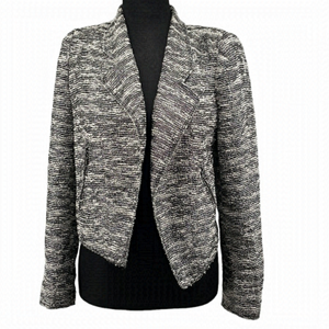 Zara tweed moto jacket white black metallic fitted office career sz sm